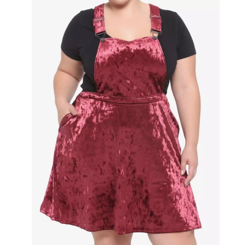 Hot Topic 3 Burgundy Velvet Skirtall Jumper Skirt 3X 22 24